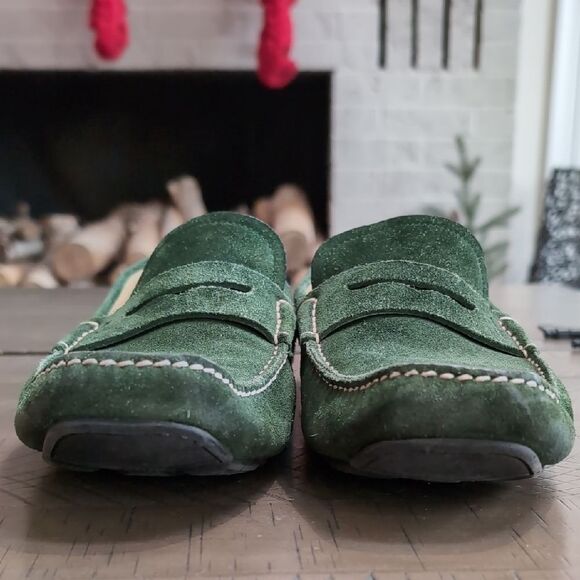 Salvatore Ferragamo Billy 2 Green Suede Driving Loafers Sz 9 - Picture 5 of 13
